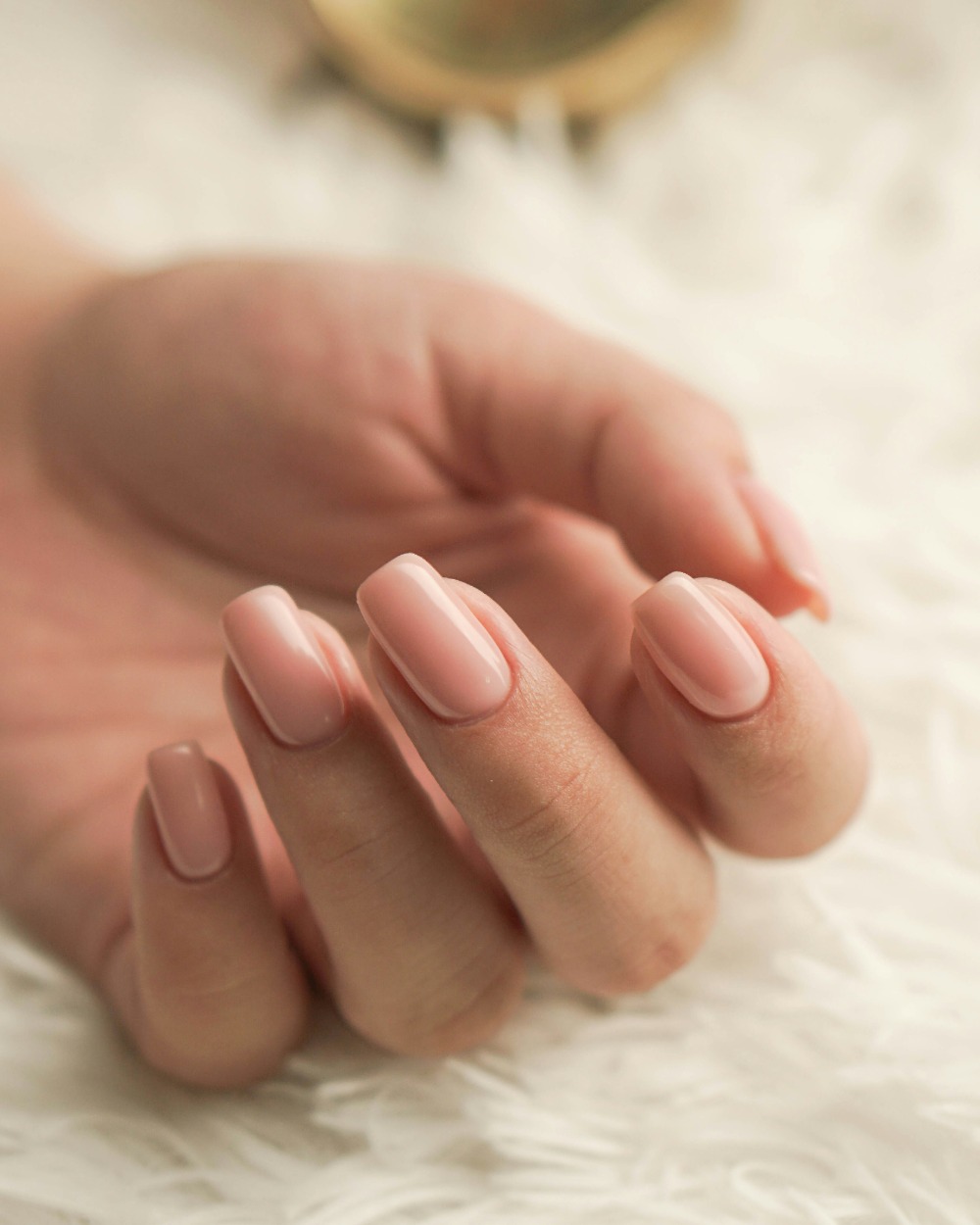 Structured BIAB nails in nude tone